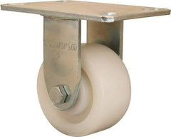 Hamilton - 4" Diam x 2" Wide x 5-5/8" OAH Top Plate Mount Rigid Caster - Nylon, 800 Lb Capacity, Sealed Precision Ball Bearing, 4-1/2 x 6-1/4" Plate - Americas Industrial Supply