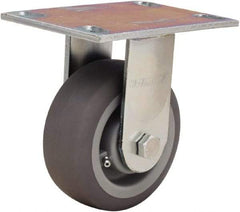 Hamilton - 5" Diam x 2" Wide x 6-1/2" OAH Top Plate Mount Rigid Caster - Rubber Mold on Polyolefin, 350 Lb Capacity, Straight Roller Bearing, 4-1/2 x 6-1/4" Plate - Americas Industrial Supply