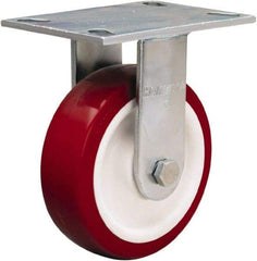 Hamilton - 6" Diam x 2" Wide x 7-1/2" OAH Top Plate Mount Rigid Caster - Polyurethane Mold on Polypropylene, 900 Lb Capacity, Straight Roller Bearing, 4-1/2 x 6-1/4" Plate - Americas Industrial Supply