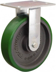 Hamilton - 8" Diam x 2" Wide x 9-1/2" OAH Top Plate Mount Rigid Caster - Polyurethane Mold onto Cast Iron Center, 900 Lb Capacity, Sealed Precision Ball Bearing, 4-1/2 x 6-1/4" Plate - Americas Industrial Supply