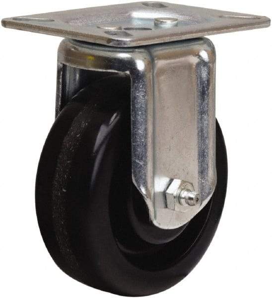 Hamilton - 4" Diam x 1-1/2" Wide x 5-1/16" OAH Top Plate Mount Rigid Caster - Phenolic, 375 Lb Capacity, Straight Roller Bearing, 3-1/8 x 4-1/8" Plate - Americas Industrial Supply