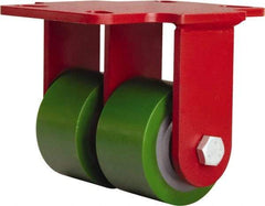 Hamilton - 3-1/4" Diam x 2" Wide x 5-1/4" OAH Top Plate Mount Rigid Caster - Polyurethane Mold onto Cast Iron Center, 1,150 Lb Capacity, Straight Roller Bearing, 4-1/2 x 6-1/2" Plate - Americas Industrial Supply