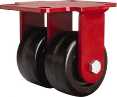 Hamilton - 4" Diam x 2" Wide x 5-5/8" OAH Top Plate Mount Rigid Caster - Phenolic, 1,600 Lb Capacity, Straight Roller Bearing, 4-1/2 x 6-1/2" Plate - Americas Industrial Supply