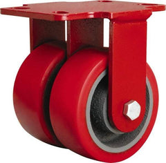 Hamilton - 5" Diam x 2" Wide x 6-3/4" OAH Top Plate Mount Rigid Caster - Polyurethane Mold onto Cast Iron Center, 2,500 Lb Capacity, Sealed Precision Ball Bearing, 4-1/2 x 6-1/2" Plate - Americas Industrial Supply