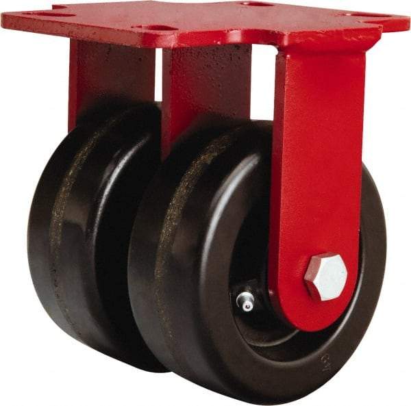 Hamilton - 5" Diam x 2" Wide x 6-3/4" OAH Top Plate Mount Rigid Caster - Phenolic, 2,000 Lb Capacity, Straight Roller Bearing, 4-1/2 x 6-1/2" Plate - Americas Industrial Supply