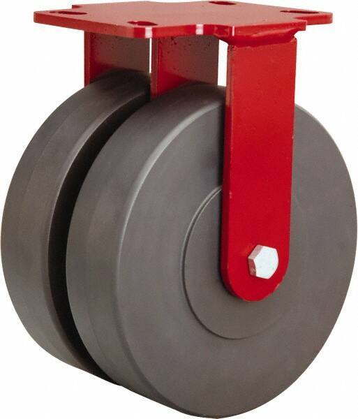 Hamilton - 8" Diam x 2" Wide x 9-3/4" OAH Top Plate Mount Rigid Caster - Nylon, 2,000 Lb Capacity, Sealed Precision Ball Bearing, 4-1/2 x 6-1/2" Plate - Americas Industrial Supply
