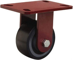 Hamilton - 4" Diam x 2" Wide x 5-5/8" OAH Top Plate Mount Rigid Caster - Polyurethane Mold onto Cast Iron Center, 975 Lb Capacity, Sealed Precision Ball Bearing, 4-1/2 x 6-1/2" Plate - Americas Industrial Supply