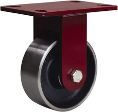 Hamilton - 5" Diam x 2" Wide x 6-1/2" OAH Top Plate Mount Rigid Caster - Forged Steel, 2,000 Lb Capacity, Sealed Precision Ball Bearing, 4 x 5" Plate - Americas Industrial Supply