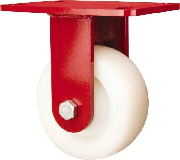 Hamilton - 5" Diam x 2" Wide x 6-3/4" OAH Top Plate Mount Rigid Caster - Nylon, 900 Lb Capacity, Sealed Precision Ball Bearing, 4-1/2 x 6-1/2" Plate - Americas Industrial Supply