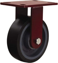 Hamilton - 6" Diam x 2" Wide x 7-3/4" OAH Top Plate Mount Rigid Caster - Polyurethane Mold onto Cast Iron Center, 1,560 Lb Capacity, Sealed Precision Ball Bearing, 4-1/2 x 6-1/2" Plate - Americas Industrial Supply
