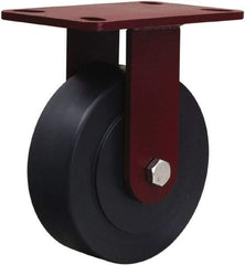 Hamilton - 6" Diam x 2" Wide x 7-3/4" OAH Top Plate Mount Rigid Caster - Nylon, 2,000 Lb Capacity, Sealed Precision Ball Bearing, 4-1/2 x 6-1/2" Plate - Americas Industrial Supply