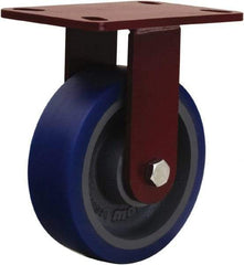 Hamilton - 6" Diam x 2" Wide x 7-3/4" OAH Top Plate Mount Rigid Caster - Polyurethane Mold onto Cast Iron Center, 960 Lb Capacity, Tapered Roller Bearing, 4-1/2 x 6-1/2" Plate - Americas Industrial Supply
