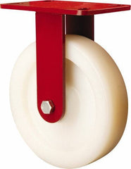 Hamilton - 8" Diam x 2" Wide x 9-3/4" OAH Top Plate Mount Rigid Caster - Nylon, 1,100 Lb Capacity, Sealed Precision Ball Bearing, 4-1/2 x 6-1/2" Plate - Americas Industrial Supply
