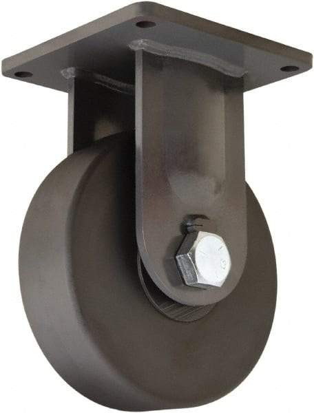 Hamilton - 10" Diam x 3" Wide x 13" OAH Top Plate Mount Rigid Caster - Nylon, 8,200 Lb Capacity, Precision Roller Ball Bearing, 8-1/2 x 8-1/2" Plate - Americas Industrial Supply