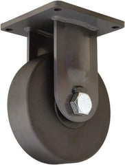 Hamilton - 10" Diam x 3" Wide x 13" OAH Top Plate Mount Rigid Caster - Nylon, 8,200 Lb Capacity, Precision Roller Ball Bearing, 8-1/2 x 8-1/2" Plate - Americas Industrial Supply