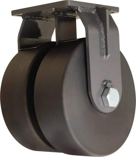 Hamilton - 12" Diam x 4" Wide x 15-1/2" OAH Top Plate Mount Dual Rigid Caster - Nylon, 16,000 Lb Capacity, Sealed Precision Ball Bearing, 8-1/2 x 8-1/2" Plate - Americas Industrial Supply