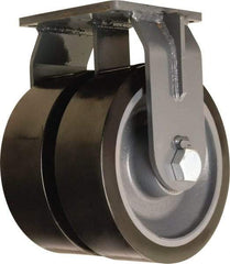 Hamilton - 12" Diam x 4" Wide x 15-1/2" OAH Top Plate Mount Dual Rigid Caster - Polyurethane Mold on Forged Steel, 15,600 Lb Capacity, Tapered Roller Bearing, 8-1/2 x 8-1/2" Plate - Americas Industrial Supply