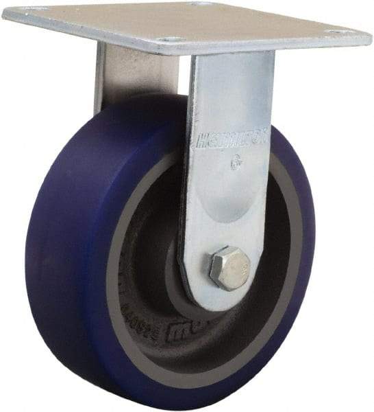 Hamilton - 6" Diam x 2" Wide x 7-1/2" OAH Top Plate Mount Rigid Caster - Polyurethane Mold onto Cast Iron Center, 900 Lb Capacity, Sealed Precision Ball Bearing, 5 x 5-1/2" Plate - Americas Industrial Supply
