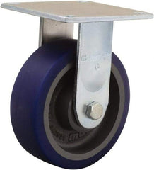 Hamilton - 6" Diam x 2" Wide x 7-1/2" OAH Top Plate Mount Rigid Caster - Polyurethane Mold onto Cast Iron Center, 900 Lb Capacity, Sealed Precision Ball Bearing, 5 x 5-1/2" Plate - Americas Industrial Supply