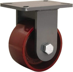 Hamilton - 6" Diam x 3" Wide x 8" OAH Top Plate Mount Rigid Caster - Cast Iron, 2,500 Lb Capacity, Precision Ball Bearing, 5-1/4 x 7-1/4" Plate - Americas Industrial Supply