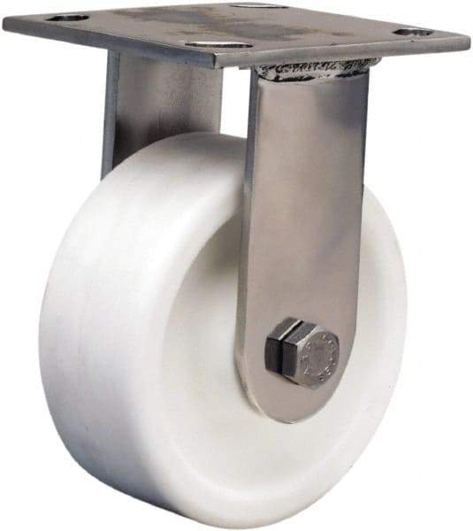 Hamilton - 5" Diam x 2" Wide x 6-1/2" OAH Top Plate Mount Rigid Caster - Polyolefin, 650 Lb Capacity, Delrin Bearing, 3-3/4 x 4-1/2" Plate - Americas Industrial Supply