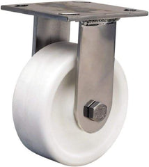 Hamilton - 5" Diam x 2" Wide x 6-1/2" OAH Top Plate Mount Rigid Caster - Polyolefin, 650 Lb Capacity, Delrin Bearing, 3-3/4 x 4-1/2" Plate - Americas Industrial Supply