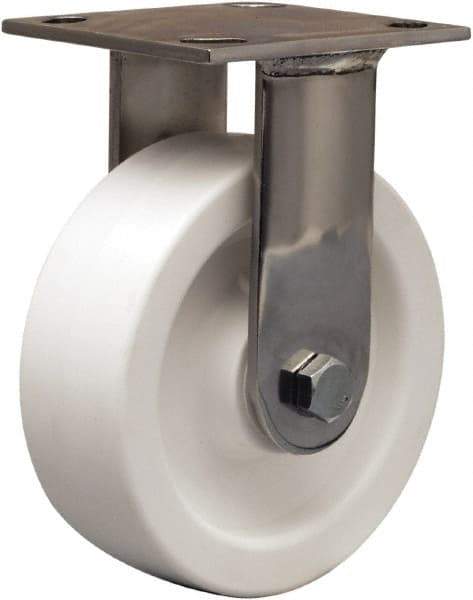 Hamilton - 6" Diam x 2" Wide x 7-1/2" OAH Top Plate Mount Rigid Caster - Polyolefin, 750 Lb Capacity, Delrin Bearing, 4 x 4-1/2" Plate - Americas Industrial Supply