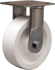 Hamilton - 6" Diam x 2" Wide x 7-1/2" OAH Top Plate Mount Rigid Caster - Polyolefin, 750 Lb Capacity, Delrin Bearing, 4 x 4-1/2" Plate - Americas Industrial Supply