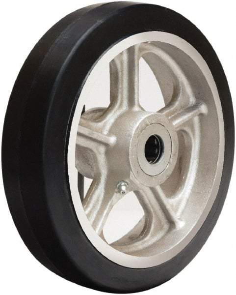 Hamilton - 8 Inch Diameter x 2 Inch Wide, Rubber on Cast Iron Caster Wheel - 500 Lb. Capacity, 2-1/4 Inch Hub Length, 1 Inch Axle Diameter, Straight Roller Bearing - Americas Industrial Supply