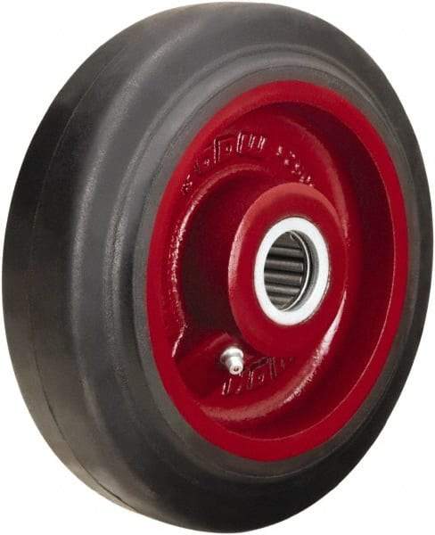 Hamilton - 7 Inch Diameter x 2 Inch Wide, Rubber on Cast Iron Caster Wheel - 450 Lb. Capacity, 2-1/4 Inch Hub Length, 3/4 Inch Axle Diameter, Straight Roller Bearing - Americas Industrial Supply