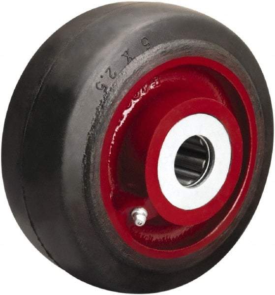 Hamilton - 6 Inch Diameter x 2-1/2 Inch Wide, Rubber on Cast Iron Caster Wheel - 540 Lb. Capacity, 3-1/4 Inch Hub Length, 1-15/16 Inch Axle Diameter, Plain Bore Bearing - Americas Industrial Supply