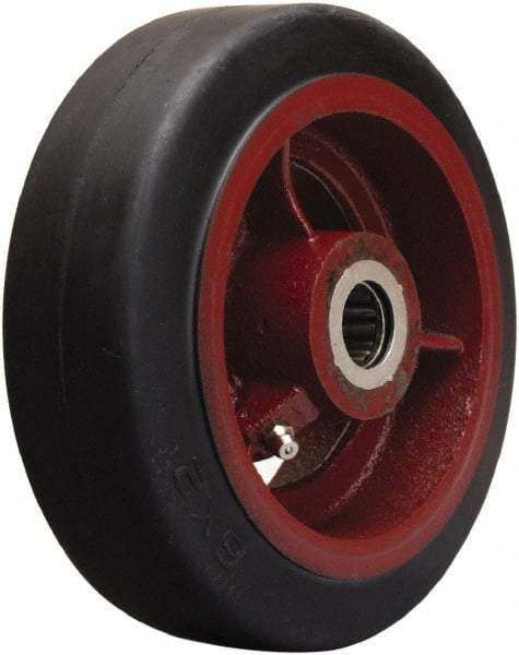 Hamilton - 6 Inch Diameter x 2 Inch Wide, Rubber on Cast Iron Caster Wheel - 410 Lb. Capacity, 2-1/4 Inch Hub Length, 7/8 Inch Axle Diameter, Straight Roller Bearing - Americas Industrial Supply