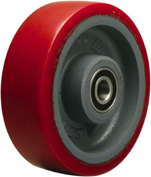 Hamilton - 6 Inch Diameter x 2 Inch Wide, Polyurethane on Cast Iron Caster Wheel - 1,400 Lb. Capacity, 2-1/4 Inch Hub Length, 1/2 Inch Axle Diameter, Precision Ball Bearing - Americas Industrial Supply