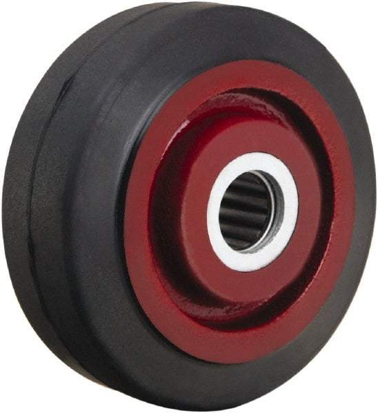 Hamilton - 4 Inch Diameter x 1-1/2 Inch Wide, Rubber on Cast Iron Caster Wheel - 200 Lb. Capacity, 1-5/8 Inch Hub Length, 3/4 Inch Axle Diameter, Straight Roller Bearing - Americas Industrial Supply