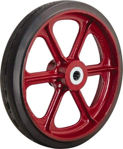Hamilton - 16 Inch Diameter x 3 Inch Wide, Rubber on Cast Iron Caster Wheel - 1,420 Lb. Capacity, 3-1/4 Inch Hub Length, 1-1/4 Inch Axle Diameter, Straight Roller Bearing - Americas Industrial Supply