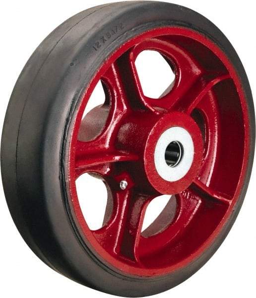 Hamilton - 12 Inch Diameter x 3-1/2 Inch Wide, Rubber on Cast Iron Caster Wheel - 1,370 Lb. Capacity, 4-1/4 Inch Hub Length, 1-1/4 Inch Axle Diameter, Straight Roller Bearing - Americas Industrial Supply