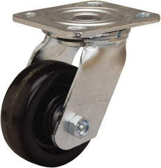 Hamilton - 4" Diam x 1-1/2" Wide x 5-5/8" OAH Top Plate Mount Swivel Caster - Phenolic, 550 Lb Capacity, Straight Roller Bearing, 4 x 4-1/2" Plate - Americas Industrial Supply