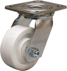 Hamilton - 4" Diam x 1-1/2" Wide x 5-5/8" OAH Top Plate Mount Swivel Caster - Polyolefin, 400 Lb Capacity, Delrin Bearing, 4 x 4-1/2" Plate - Americas Industrial Supply