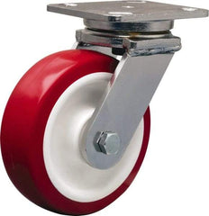 Hamilton - 6" Diam x 2" Wide x 7-1/2" OAH Top Plate Mount Swivel Caster - Polyurethane Mold on Polypropylene, 1,000 Lb Capacity, Delrin Bearing, 4 x 5" Plate - Americas Industrial Supply