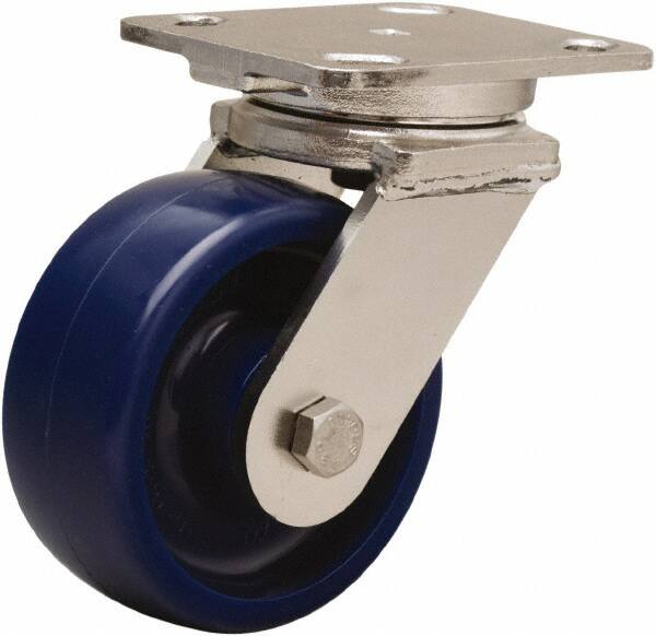 Hamilton - 5" Diam x 2" Wide x 6-1/2" OAH Top Plate Mount Swivel Caster - Polyurethane, 900 Lb Capacity, Delrin Bearing, 4 x 5" Plate - Americas Industrial Supply