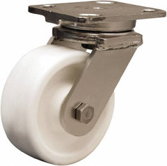 Hamilton - 5" Diam x 2" Wide x 6-1/2" OAH Top Plate Mount Swivel Caster - Polyolefin, 650 Lb Capacity, Delrin Bearing, 4 x 5" Plate - Americas Industrial Supply