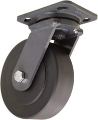 Hamilton - 6" Diam x 2" Wide x 7-1/2" OAH Top Plate Mount Swivel Caster - Nylon, 2,000 Lb Capacity, Sealed Precision Ball Bearing, 4 x 5" Plate - Americas Industrial Supply