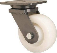 Hamilton - 5" Diam x 2" Wide x 6-1/2" OAH Top Plate Mount Swivel Caster - Nylon, Sealed Precision Ball Bearing, 4 x 5" Plate - Americas Industrial Supply