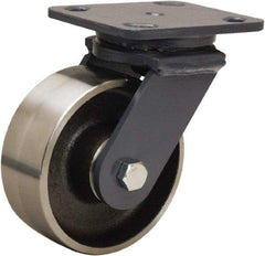 Hamilton - 5" Diam x 2" Wide x 6-1/2" OAH Top Plate Mount Swivel Caster - Forged Steel, 1,500 Lb Capacity, Tapered Roller Bearing, 4 x 5" Plate - Americas Industrial Supply