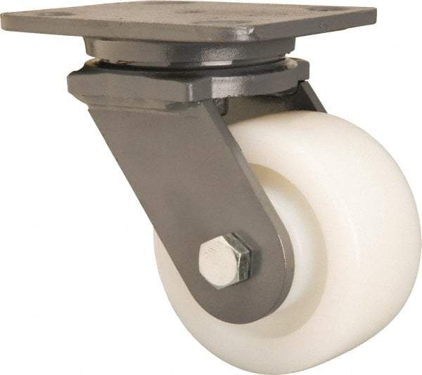 Hamilton - 4" Diam x 2" Wide x 5-5/8" OAH Top Plate Mount Swivel Caster - Nylon, Sealed Precision Ball Bearing, 4 x 5" Plate - Americas Industrial Supply