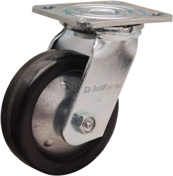 Hamilton - 5" Diam x 1-1/2" Wide x 6-1/2" OAH Top Plate Mount Swivel Caster - Phenolic, 600 Lb Capacity, Straight Roller Bearing, 4 x 4-1/2" Plate - Americas Industrial Supply