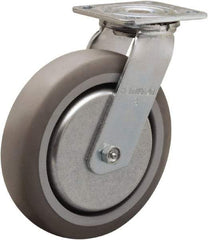 Hamilton - 8" Diam x 2" Wide x 9-1/2" OAH Top Plate Mount Swivel Caster - Rubber Mold on Polyolefin, 500 Lb Capacity, Straight Roller Bearing, 4 x 4-1/2" Plate - Americas Industrial Supply