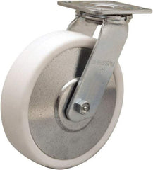 Hamilton - 8" Diam x 2" Wide x 9-1/2" OAH Top Plate Mount Swivel Caster - Polyolefin, 900 Lb Capacity, Delrin Bearing, 4 x 4-1/2" Plate - Americas Industrial Supply