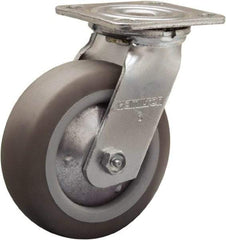 Hamilton - 6" Diam x 2" Wide x 7-1/2" OAH Top Plate Mount Swivel Caster - Rubber Mold on Polyolefin, 410 Lb Capacity, Straight Roller Bearing, 4 x 4-1/2" Plate - Americas Industrial Supply