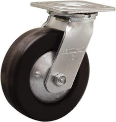 Hamilton - 6" Diam x 2" Wide x 7-1/2" OAH Top Plate Mount Swivel Caster - Phenolic, 900 Lb Capacity, Straight Roller Bearing, 4 x 4-1/2" Plate - Americas Industrial Supply